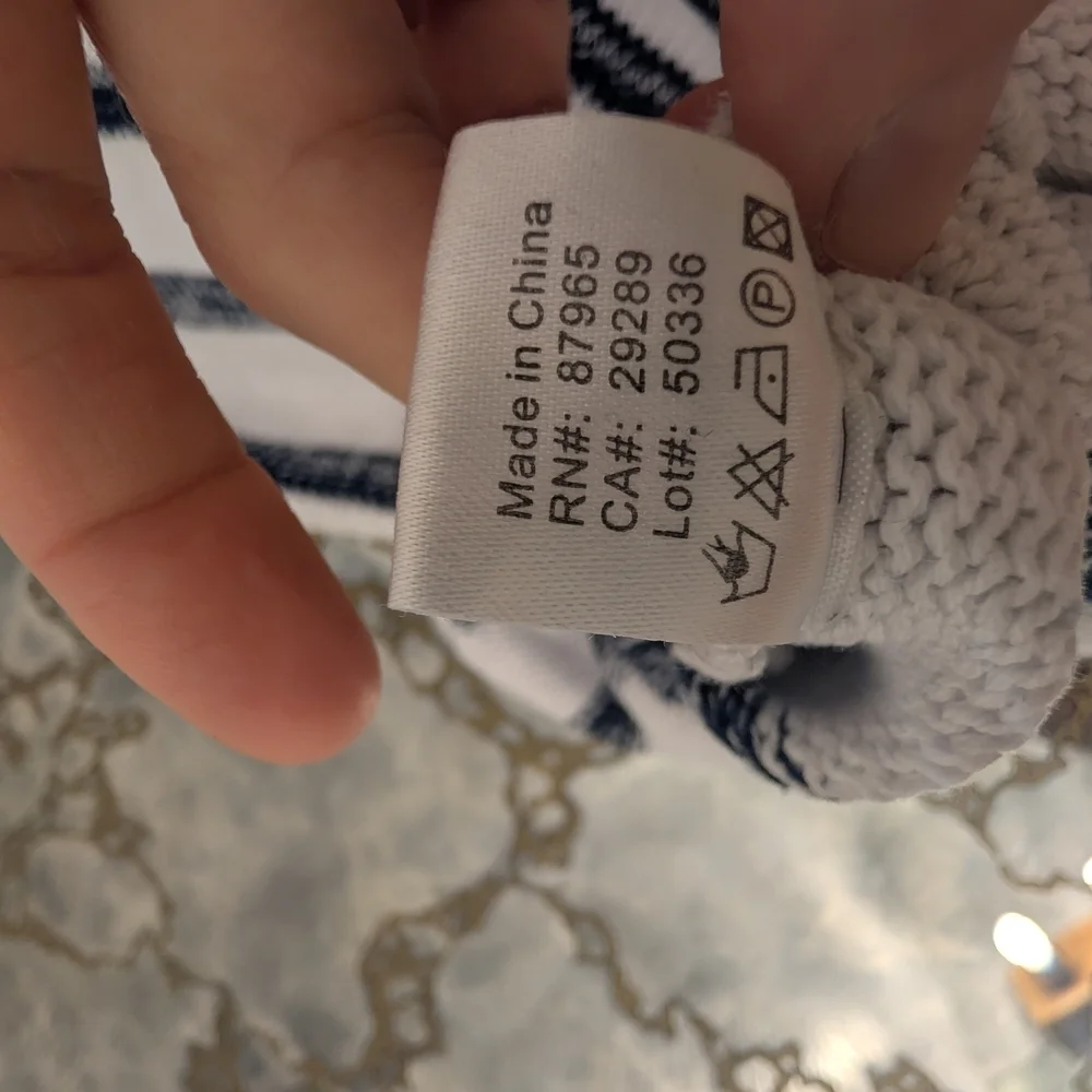 Elan Navy and White Nautical Knit Sweater